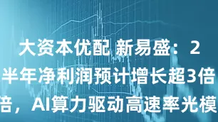 大资本优配 新易盛：2025年上半年净利润预计增长超3倍，AI算力驱动高速率光模块需求爆发
